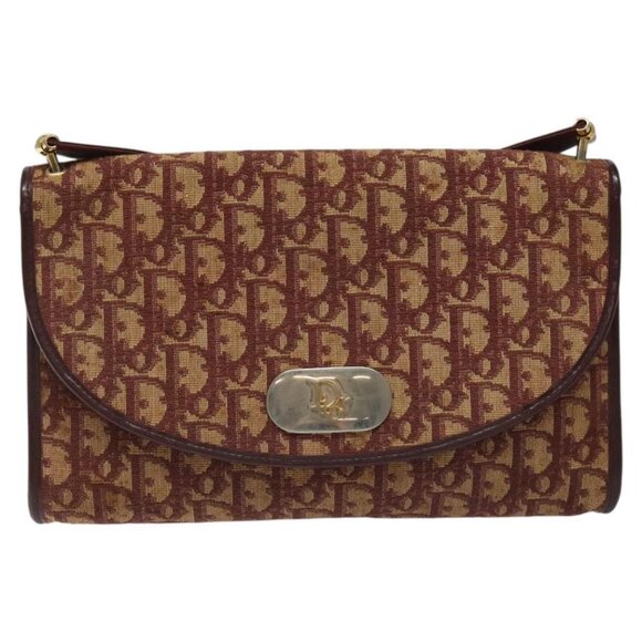Christian Dior Trotter Canvas Shoulder Bag Red Auth 112495 - Picture 1 of 16